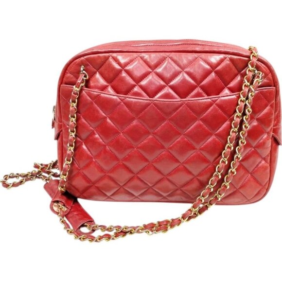 745859BT (S6) Chanel Shoulder Bag Red Leather - Picture 1 of 12